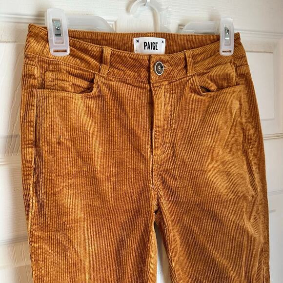 Paige Jeans Womens Hoxton Ankle Mid Rise Brown Gold Corduroy Pants Size 26 - Picture 6 of 7